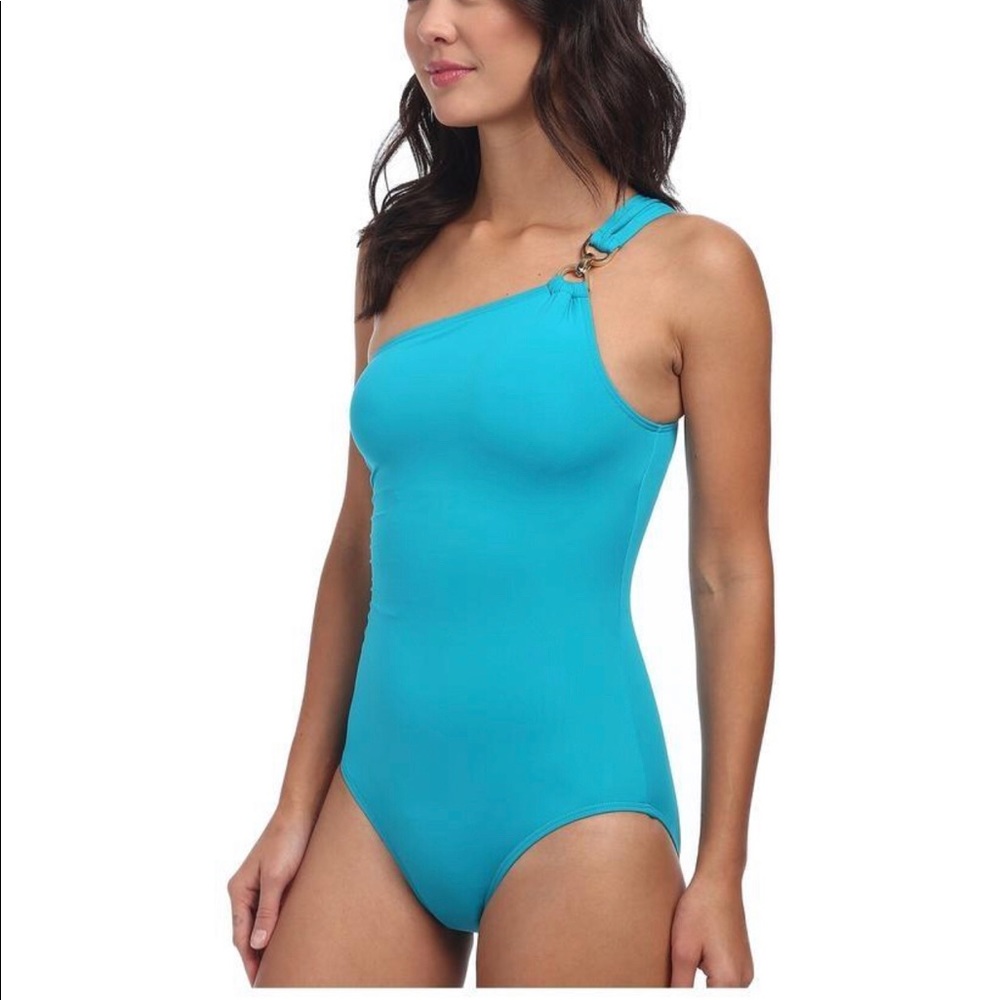 Michael Kors Blue Linked Solids Maillot Tile NEW